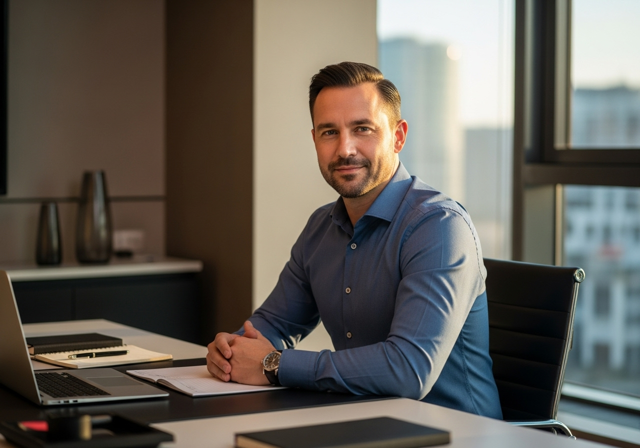 Emprendedor en su oficina