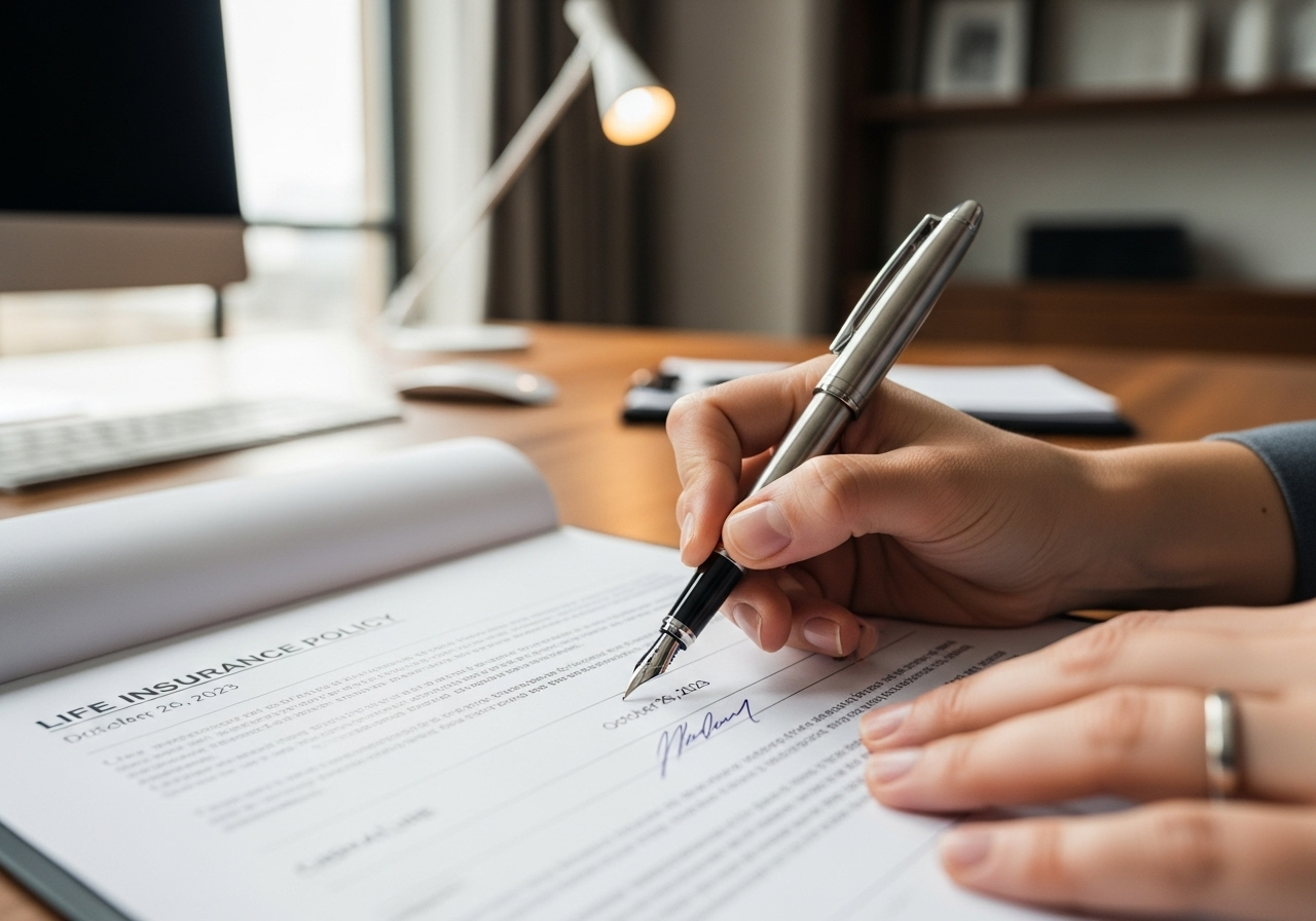 Persona firmando un seguro