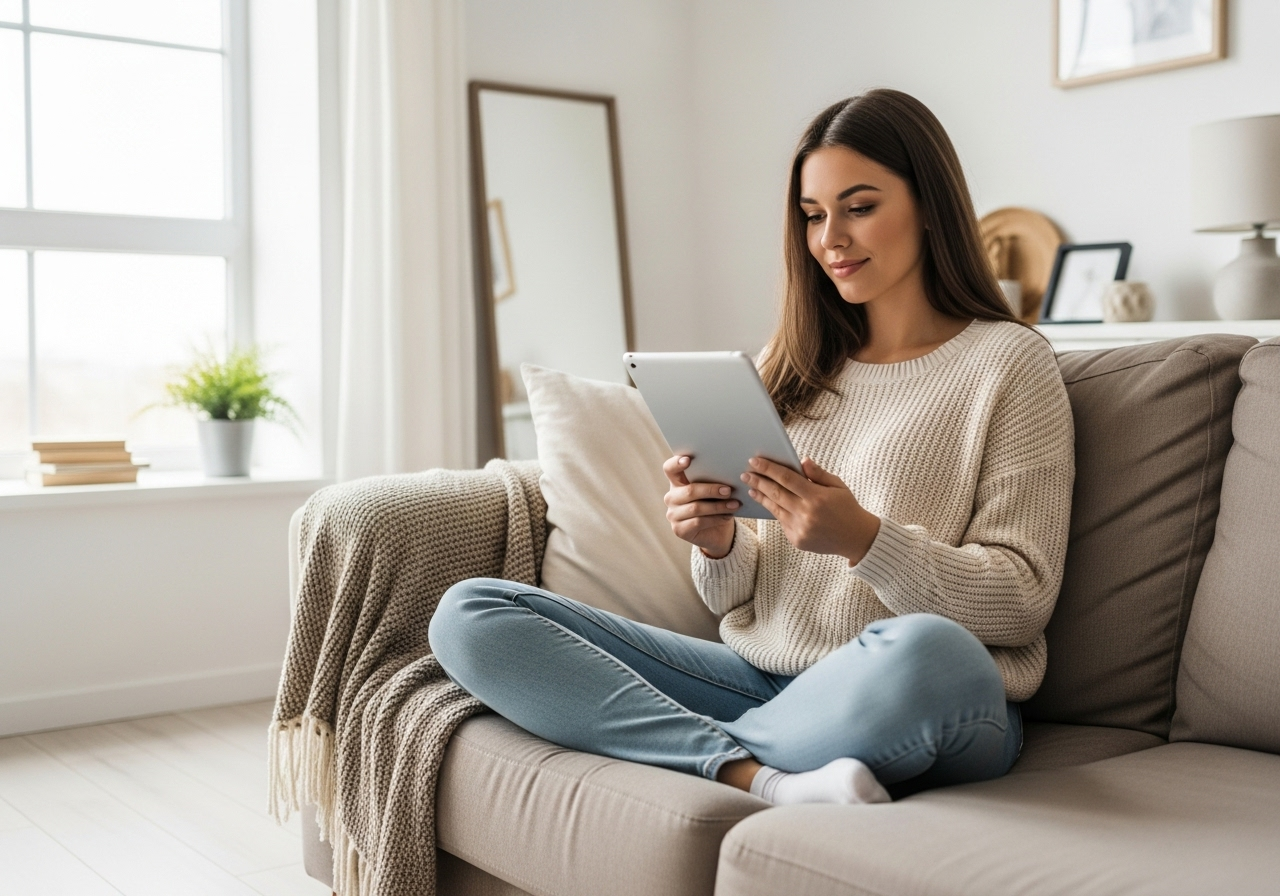 Mujer revisando sus finanzas